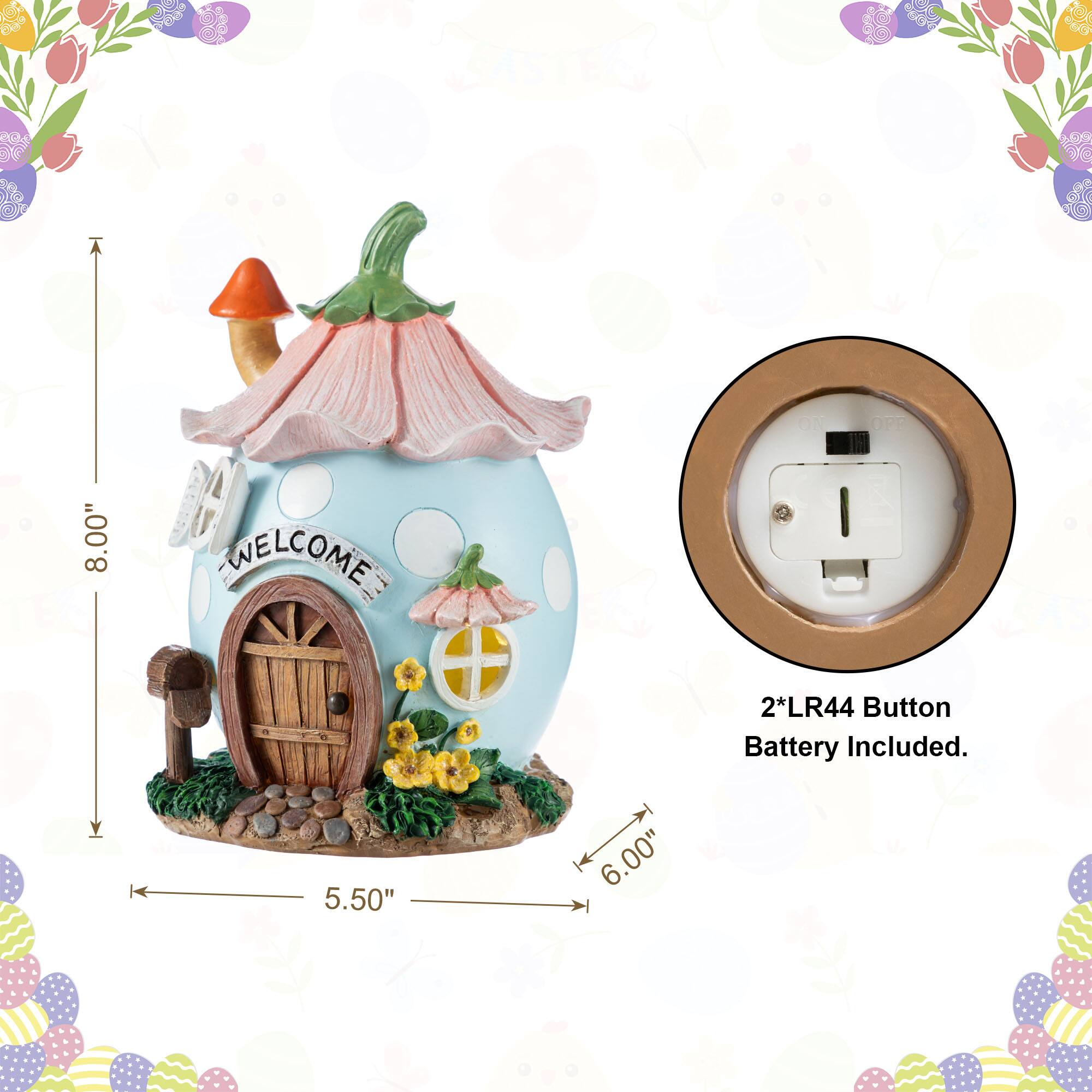 Glitzhome® 8" Lighted Easter Resin Egg-Shaped House Table Decor